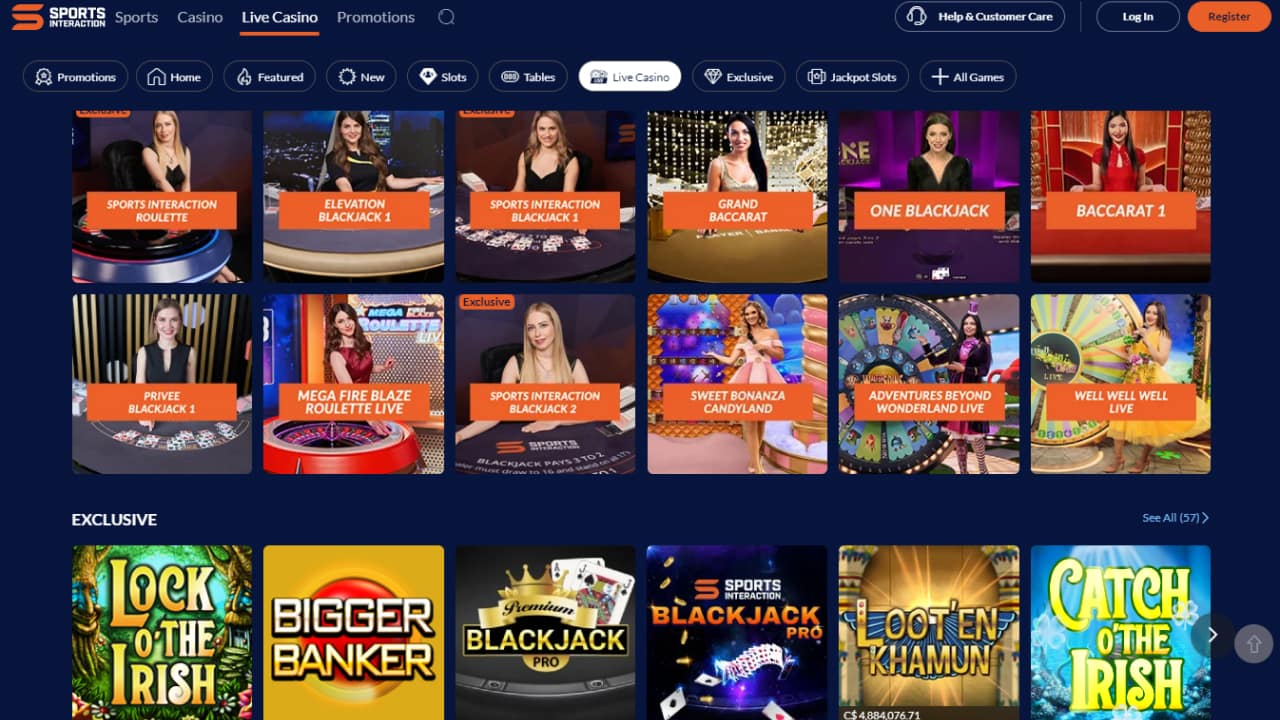 Sports interaction live casino